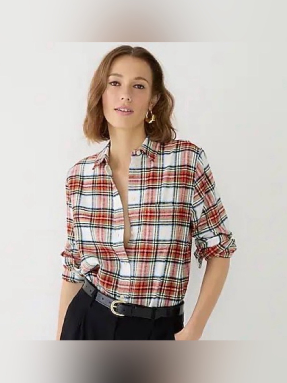 Classic-fit flannel shirt in Snowy Stewart tartan size small NWT